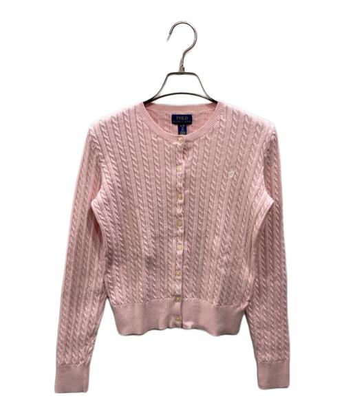 POLO RALPH LAUREN（ポロ・ラルフローレン）POLO RALPH LAUREN (ポロ・ラルフローレン) ケーブルニットカーディガン ピンク サイズ:XL(KIDS)の古着・服飾アイテム