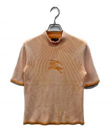 BURBERRY LONDON（バーバリーロンドン）の古着「ホースロゴ半袖ニット」｜オレンジ
