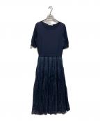 ANAYIアナイ）の古着「プリーツティアードドッキングニットワンピース」｜ネイビー