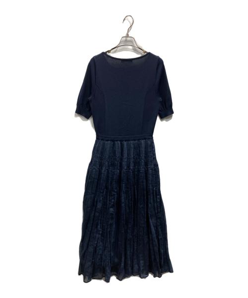 ANAYI（アナイ）ANAYI (アナイ) プリーツティアードドッキングニットワンピース ネイビー サイズ:38の古着・服飾アイテム