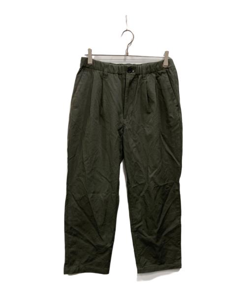 STILL BY HAND（スティルバイハンド）STILL BY HAND (スティルバイハンド) ウールギャバジン 2タック ワイドパンツ カーキ サイズ:46の古着・服飾アイテム
