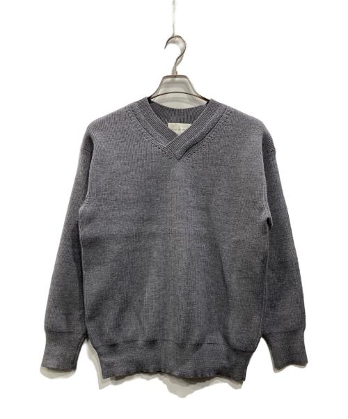 STILL BY HAND（スティルバイハンド）STILL BY HAND (スティルバイハンド) プレーティングVネックニット グレー サイズ:46の古着・服飾アイテム