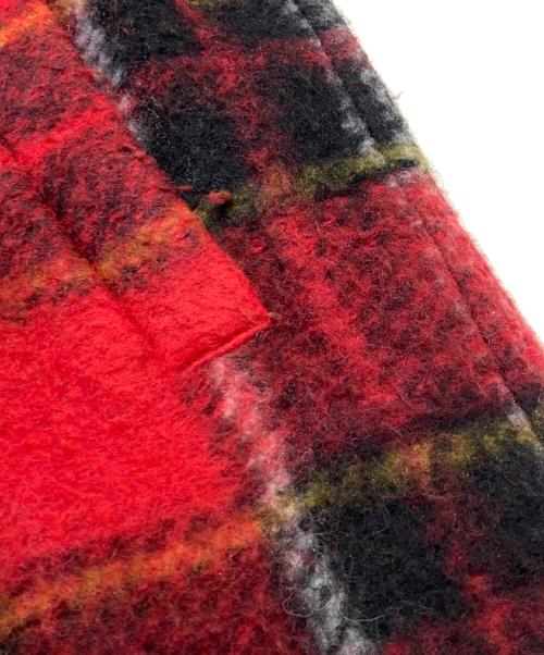 BEAMS BOY（ビームスボーイ）BEAMS BOY (ビームスボーイ) タータンチェック ノーカラーコート レッド サイズ:表記なしの古着・服飾アイテム