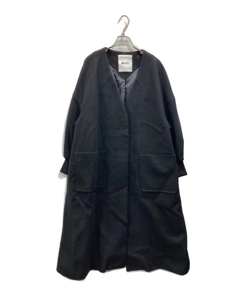 mici（ミチ）mici (ミチ) ノーカラーロングコート ブラック サイズ:Sの古着・服飾アイテム