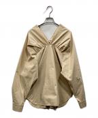 Whim Gazetteウィムガゼット）の古着「Vネックギャザーブラウス」｜ベージュ