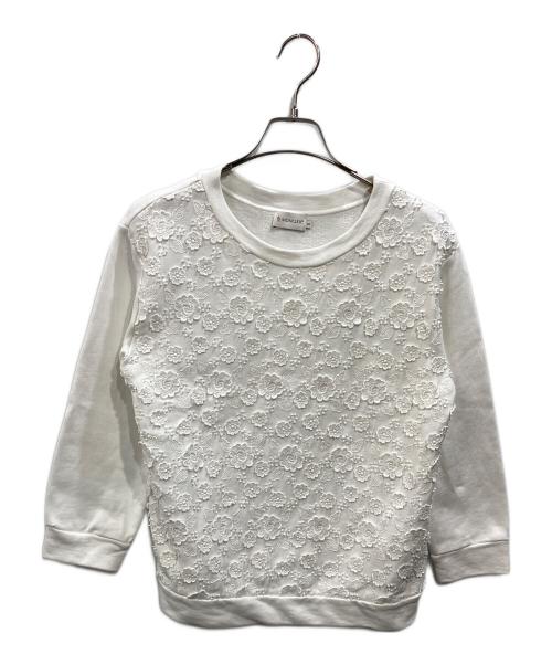 MONCLER（モンクレール）MONCLER (モンクレール) 花柄刺繍スウェット ホワイト サイズ:Sの古着・服飾アイテム