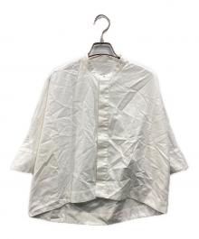 MACPHEE（マカフィー）の古着「コットンブロード バンドカラークロップドシャツ」｜ホワイト