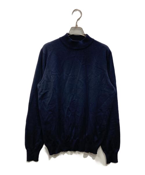 GRAN SASSO（グランサッソ）GRAN SASSO (グランサッソ) 12G ハイゲージ メリノウール モックネック ニット ネイビー サイズ:181の古着・服飾アイテム