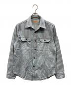 SUGAR CANEシュガーケーン）の古着「ドビーストライプワークシャツ」｜ブルー