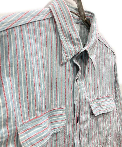 SUGAR CANE（シュガーケーン）SUGAR CANE (シュガーケーン) ドビーストライプワークシャツ ブルー サイズ:Mの古着・服飾アイテム