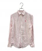 POLO RALPH LAURENポロ・ラルフローレン）の古着「リネンストライプシャツ」｜ホワイト×ピンク