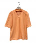 mukasaムカサ）の古着「リブネックトップス」｜オレンジ