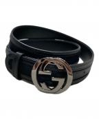 GUCCIグッチ）の古着「インターロッキングGバックルベルト」｜ブラック