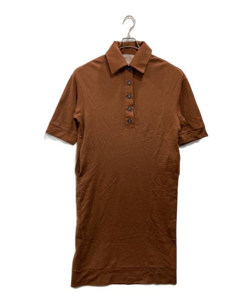 ELIN（エリン）ELIN (エリン) ニットポロジャージーワンピース ブラウン サイズ:36の古着・服飾アイテム