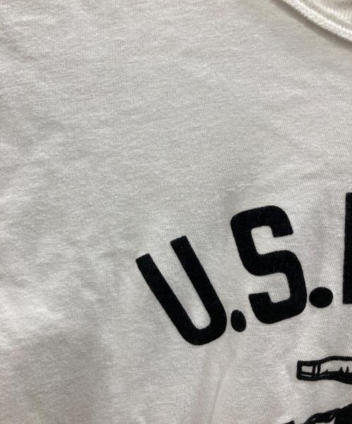 WAREHOUSE（ウエアハウス）WAREHOUSE (ウエアハウス) フロッキープリントTシャツ ホワイト サイズ:38の古着・服飾アイテム