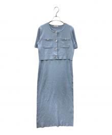 PROPORTION BODY DRESSING（プロポーションボディドレッシング）の古着「ミラノリブカーデセットアップ」｜ブルー