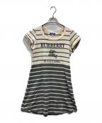 BURBERRY BLUE LABELバーバリー ブルー レーベル）の古着「ロゴプリントボーダーワンピース」｜アイボリー×グレー