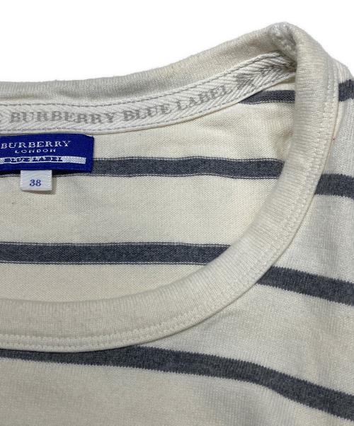 BURBERRY BLUE LABEL（バーバリー ブルー レーベル）BURBERRY BLUE LABEL (バーバリー ブルー レーベル) ロゴプリントボーダーワンピース アイボリー×グレー サイズ:38の古着・服飾アイテム