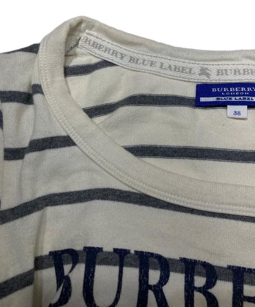 BURBERRY BLUE LABEL（バーバリー ブルー レーベル）BURBERRY BLUE LABEL (バーバリー ブルー レーベル) ロゴプリントボーダーワンピース アイボリー×グレー サイズ:38の古着・服飾アイテム