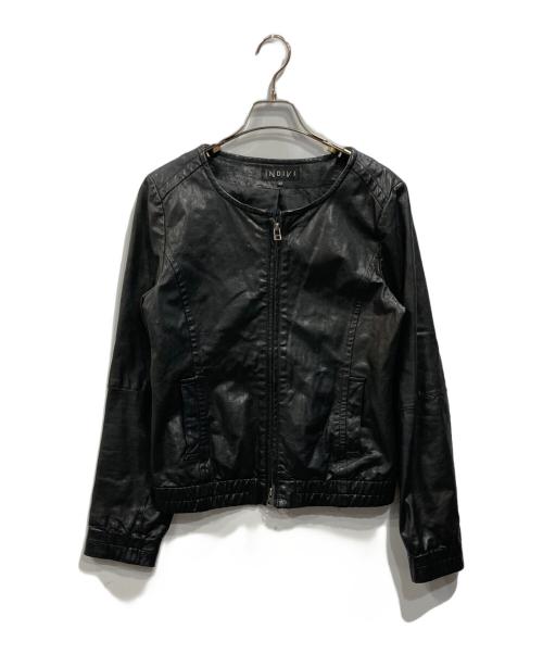 INDIVI（インディヴィ）INDIVI (インディヴィ) レザージャケット ブラック サイズ:40の古着・服飾アイテム