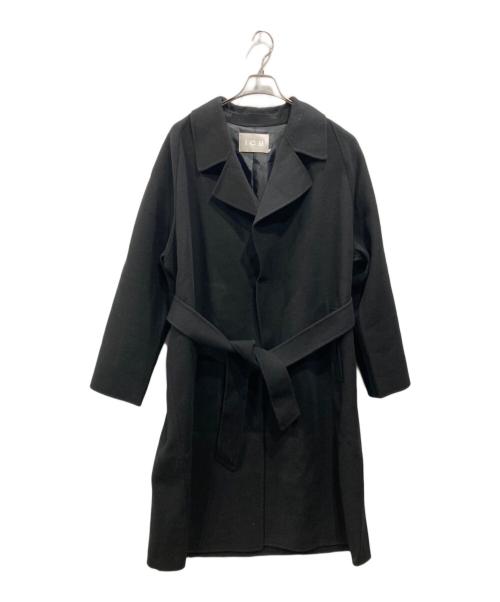 icB（アイシービー）icB (アイシービー) ウールリバー ロングトレンチコート ブラック サイズ:SIZE44の古着・服飾アイテム