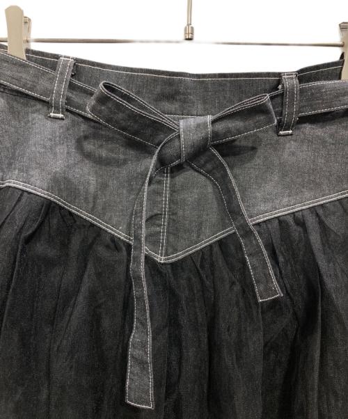 M'S GRACY（エムズグレイシー）M'S GRACY (エムズグレイシー) デニム×チュール切替スカート ブラック サイズ:Mの古着・服飾アイテム