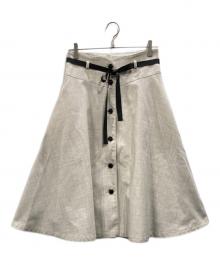 M'S GRACY（エムズグレイシー）の古着「花ボタン付きフレアースカート」｜アイボリー