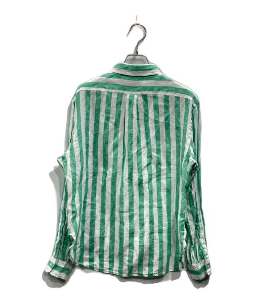 POLO RALPH LAUREN（ポロ・ラルフローレン）POLO RALPH LAUREN (ポロ・ラルフローレン) リネンシャツ ホワイト×グリーン サイズ:XSの古着・服飾アイテム