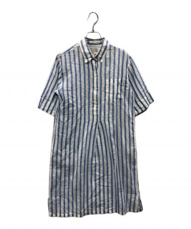 22SS マーガレットハウエル　ワイドストライプリネンドレス　シャツワンピース 中古・古着通販】MARGARET HOWELL (マーガレットハウエル) コットン
