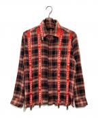 CHRISTIAN DADAクリスチャンダダ）の古着「FULL ZIP PLAID SHIRT」｜レッド