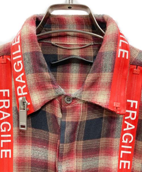 CHRISTIAN DADA（クリスチャンダダ）CHRISTIAN DADA (クリスチャンダダ) FULL ZIP PLAID SHIRT レッド サイズ:Mの古着・服飾アイテム