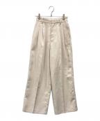TODAYFULトゥデイフル）の古着「Doubletuck Satin Trousers」｜ベージュ