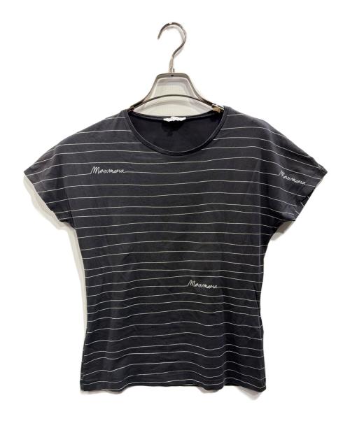 MaxMara（マックスマーラ）MaxMara (マックスマーラ) ボーダーロゴカットソー ネイビー サイズ:Lの古着・服飾アイテム