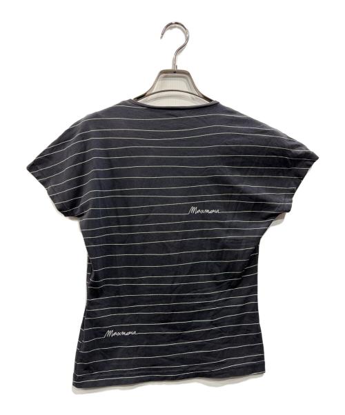 MaxMara（マックスマーラ）MaxMara (マックスマーラ) ボーダーロゴカットソー ネイビー サイズ:Lの古着・服飾アイテム