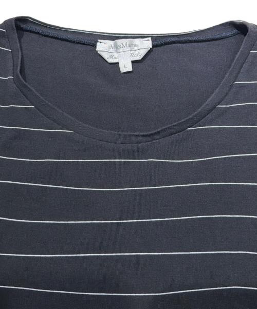 MaxMara（マックスマーラ）MaxMara (マックスマーラ) ボーダーロゴカットソー ネイビー サイズ:Lの古着・服飾アイテム
