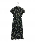 CLANEクラネ）の古着「SHEER FLOWER MINI PUFF ONEPIECE」｜ブラック