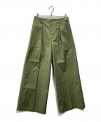 Spick and Spanスピック＆スパン）の古着「バックサテンカーゴワイドパンツ」｜カーキ