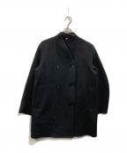 MUJI LABOムジラボ）の古着「カシミヤ混ノーカラーコート」｜ブラック