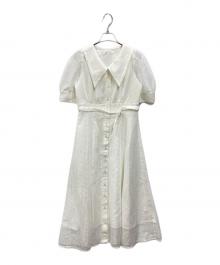 REDYAZEL（レディアゼル）の古着「ビッグカラースクエアレースワンピース」｜ホワイト