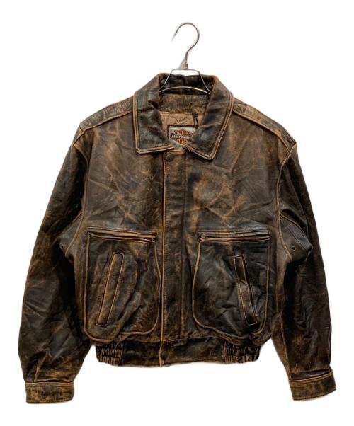 HARLEY-DAVIDSON（ハーレーダビッドソン）HARLEY-DAVIDSON (ハーレーダビッドソン) カウレザージャケット ブラウン サイズ:Mの古着・服飾アイテム