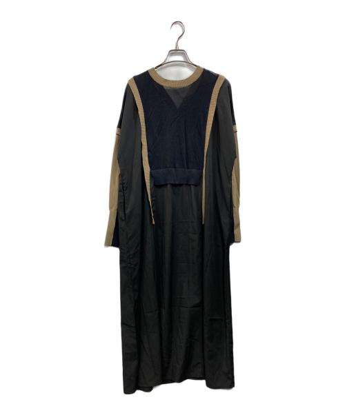 OSMOSIS（オズモーシス）OSMOSIS (オズモーシス) 2WAYバイカラーニットワンピース ブラック サイズ:ONE SIZE 未使用品の古着・服飾アイテム