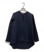 ESTNATIONエストネーション）の古着「スキッパーブラウス」｜ネイビー