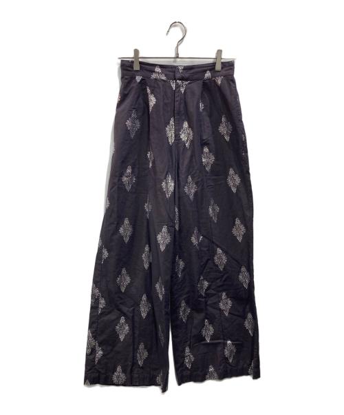 ne quittez pas（ヌキテパ）ne quittez pas (ヌキテパ) Cotton Linen Foil Print Pants ネイビー サイズ:Mの古着・服飾アイテム