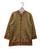 Yves Saint Laurentイヴサンローラン）の古着「ボタニカル柄カーディガン」｜ブラウン