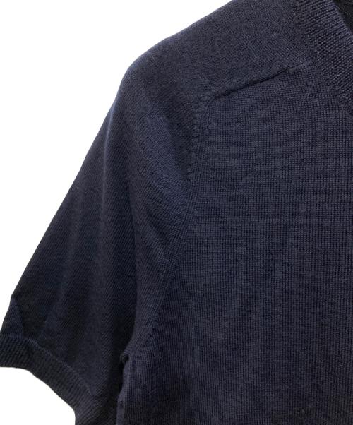 CELINE（セリーヌ）CELINE (セリーヌ) トリオンフ刺繍半袖ニット ネイビー サイズ:Mの古着・服飾アイテム