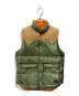 Rocky Mountain FeatherBed（ロッキーマウンテンフェザーベッド）の古着「ヨークレザーダウンベスト」｜ベージュ×カーキ