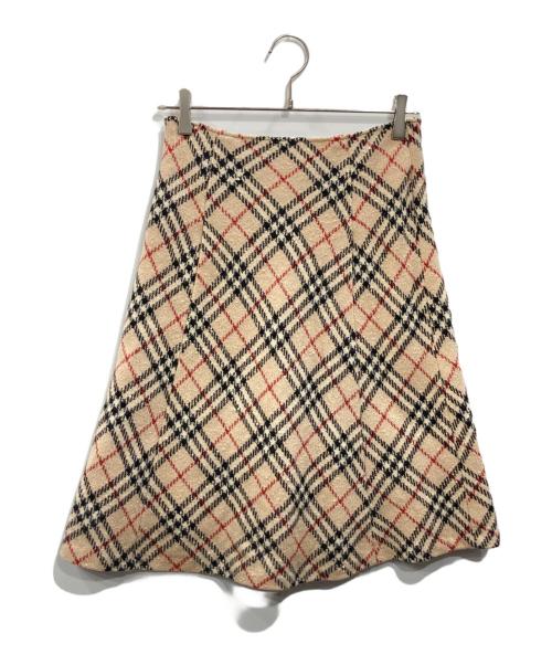 BURBERRY BLUE LABEL（バーバリーロンドンブルーレーベル）BURBERRY BLUE LABEL (バーバリーロンドンブルーレーベル) ノバチェックウールスカート ベージュ サイズ:38の古着・服飾アイテム