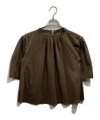 23区ニジュウサンク）の古着「クリアトリコットジャージー ギャザーフォルム カットソー」｜ブラウン