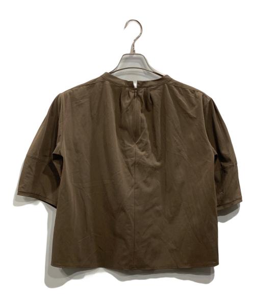 23区（ニジュウサンク）23区 (ニジュウサンク) クリアトリコットジャージー ギャザーフォルム カットソー ブラウン サイズ:32の古着・服飾アイテム