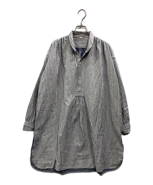 45R（フォーティファイブ・アール）45R (フォーティファイブ・アール) ストライププルオーバーシャツ ブルーの古着・服飾アイテム